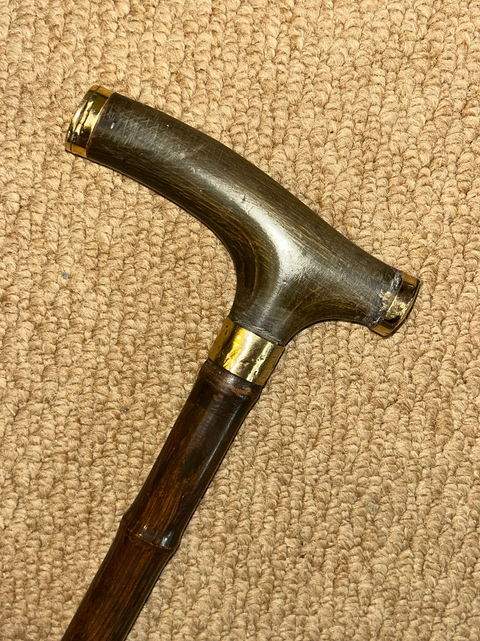 Thumbnail: Antique Buckingham Palace Gadget Walking Stick - Gold Furnishings Asprey London
