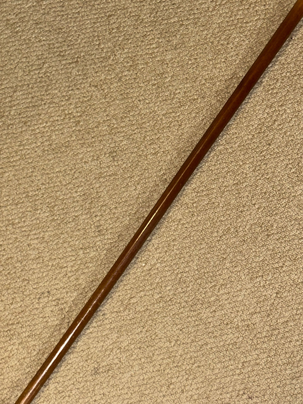 Thumbnail: Antique Malacca Walking Stick Cane - Repousse Detailed Silver Pommel Top
