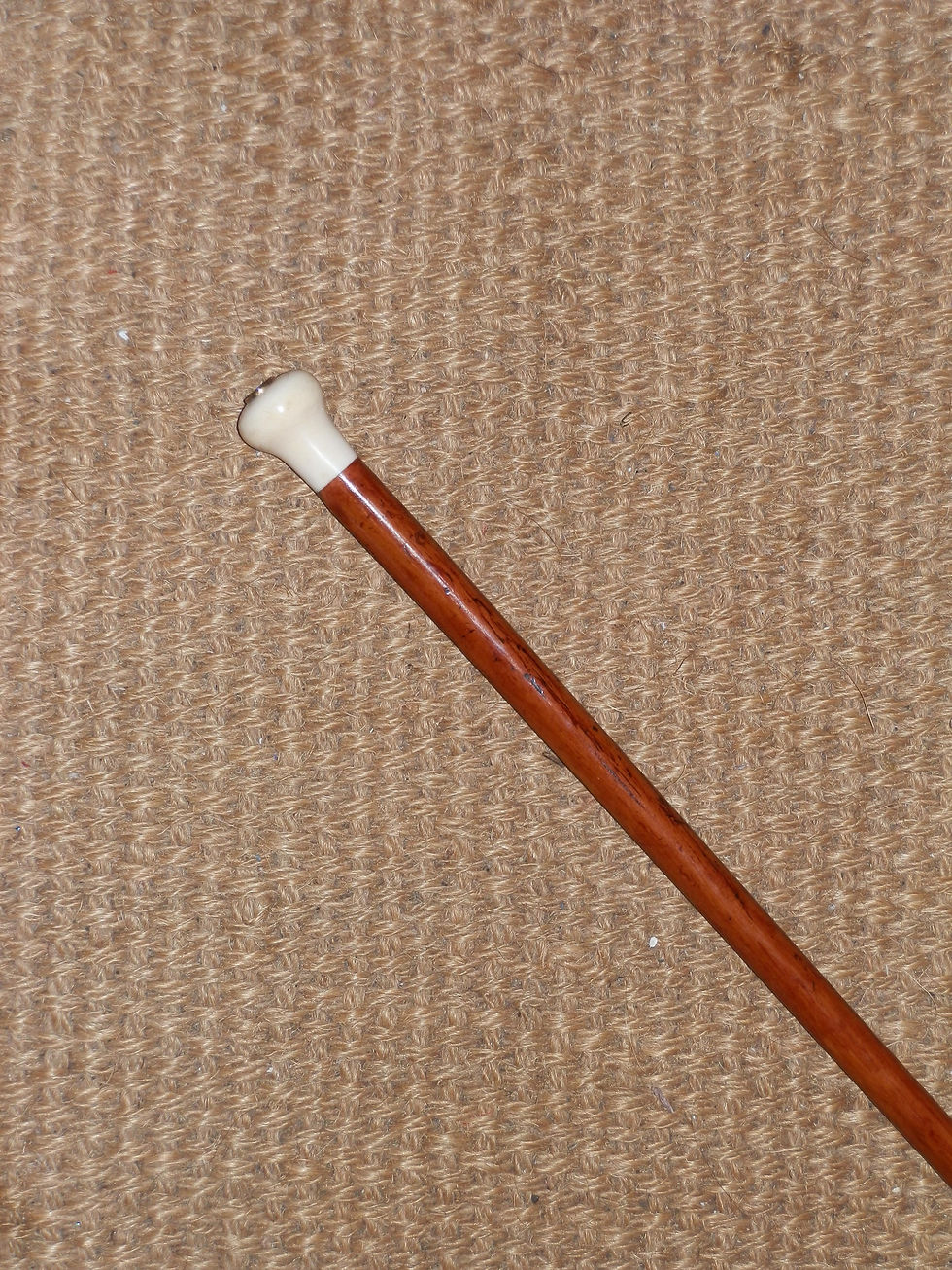 Thumbnail: Antique Ivory Top with Compass Walking Cane or Stick