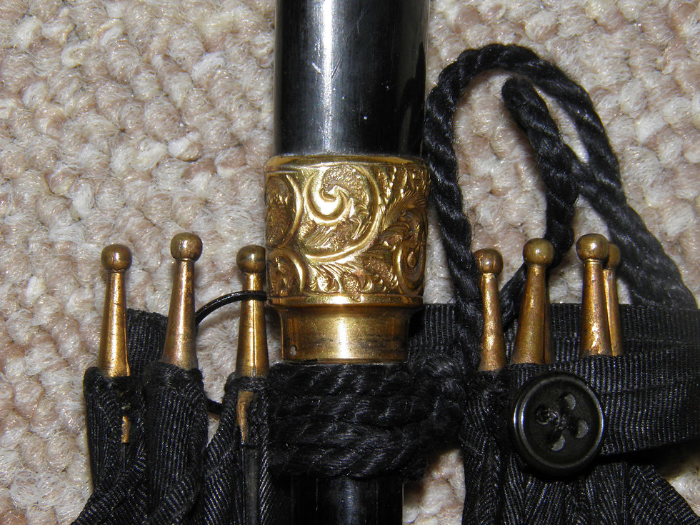 Thumbnail: Antique Ladies Repousse Gold Plate Black Canopy Mourning Parasol