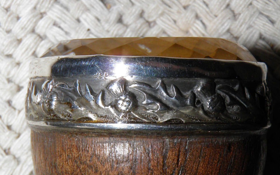 Thumbnail: Antique Walking Stick / Cane Yellow Crystal Top Italian Hallmarked Silver Collar