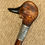 Thumbnail: Victorian Walking Stick - Gadget Carved Mechanical Duck Hallmarked 1897 Silver