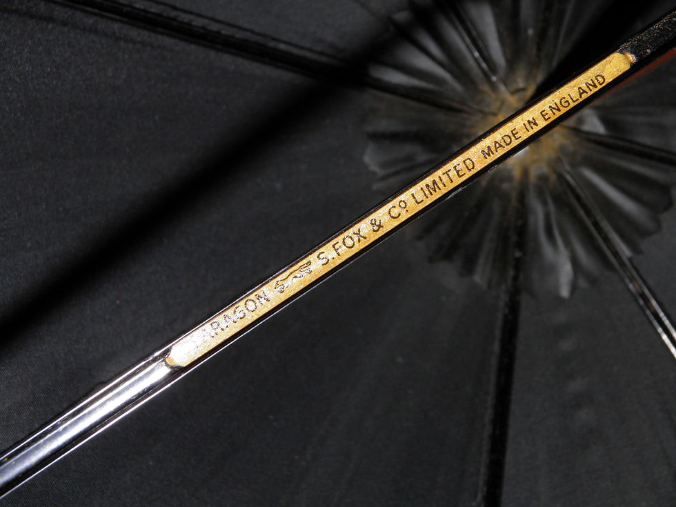 Thumbnail: Antique Black Canopy Umbrella With 9 Carat Gold Plated Collar & Crook Handle