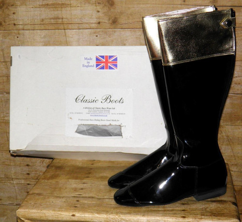 Jockey Riding Boots Men's 27.0cm genuine leather black type Vintage Second Hand