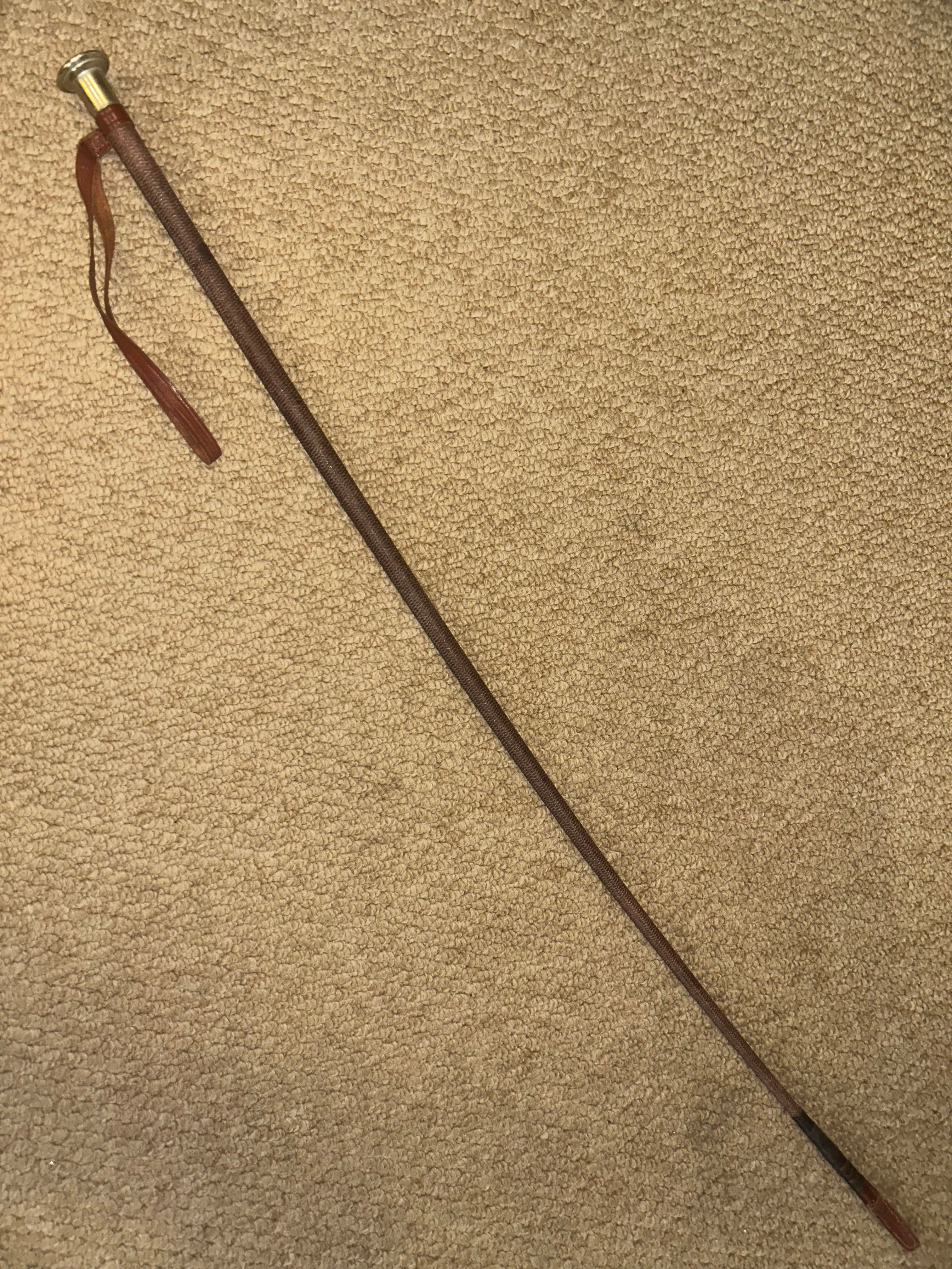 Vintage Plaited Cord Horse Riding Whip Crop Leather Wrist Strap & End By Swaine