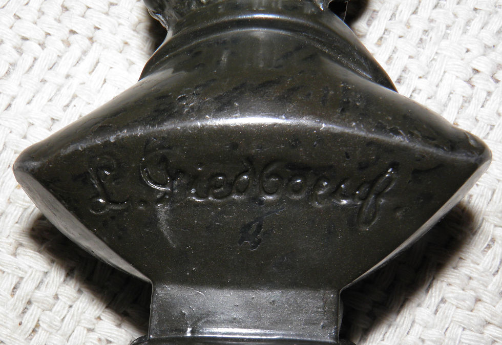 Thumbnail: Antique French Walking Stick / Cane - Silver Collar Bronzed Schubert Bust Handle