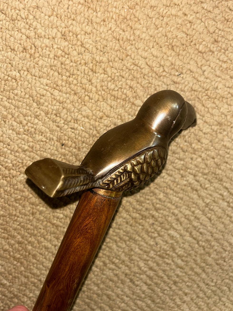 Thumbnail: Vintage Walking Stick / Cane - Solid Brass Novelty Toucan Bottle Opener Top