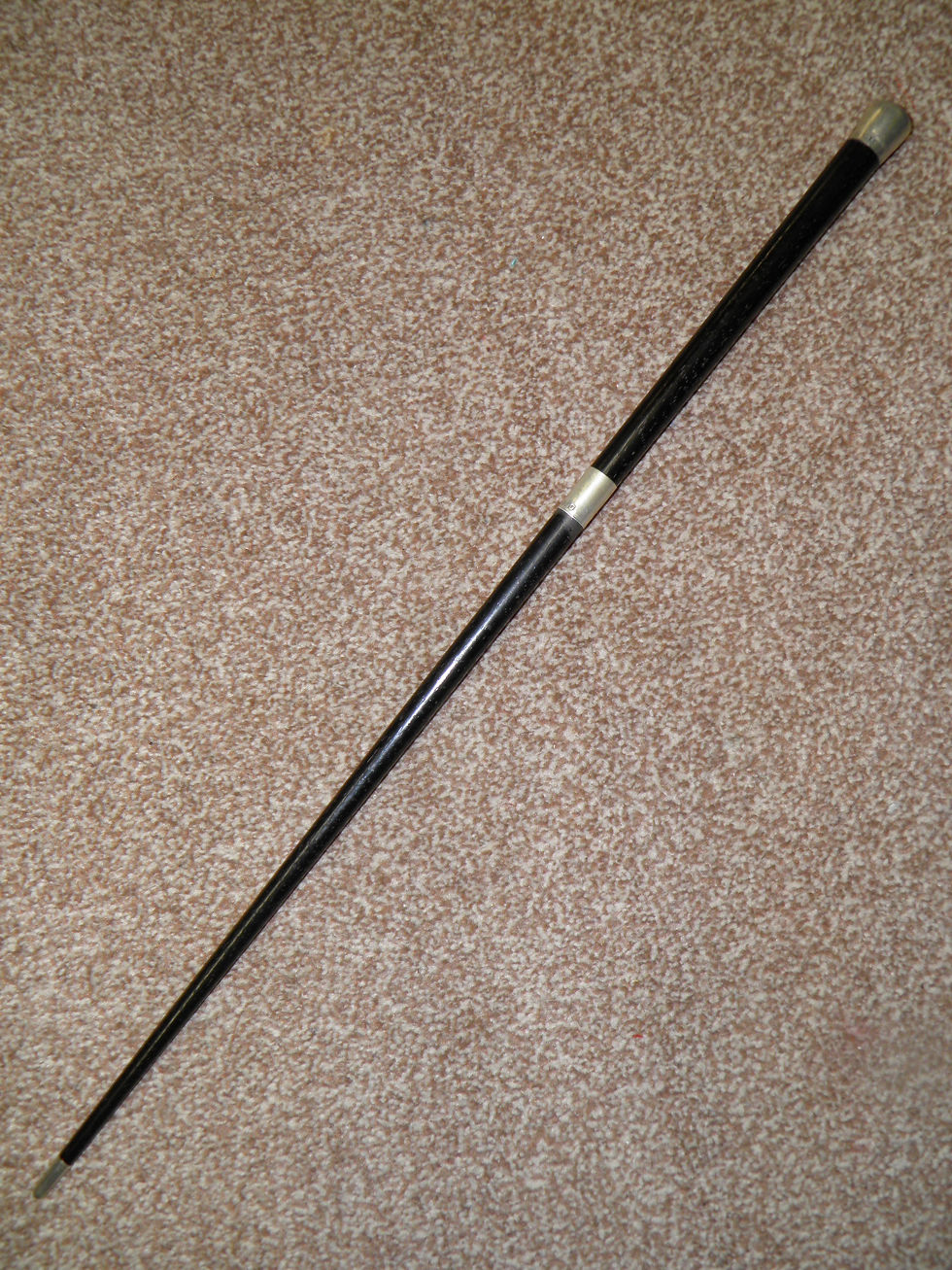 Antique Hallmarked Silver 1912 Ebony Conductors Baton By Oskar Olsen