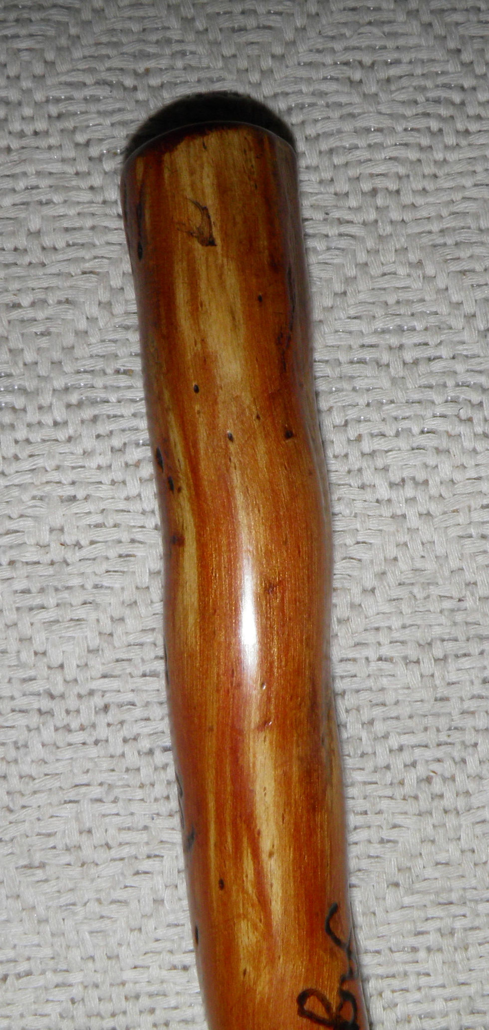 Thumbnail: Victorian Treen Rustic Walking Stick / Cane With Pyrography Epitaph Dated 1880