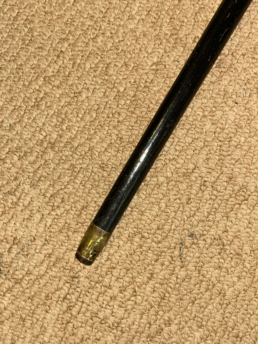 Thumbnail: Antique Ebonised Walking Stick Cane - Hallmarked 1920 Silver Dimpled Pommel Top
