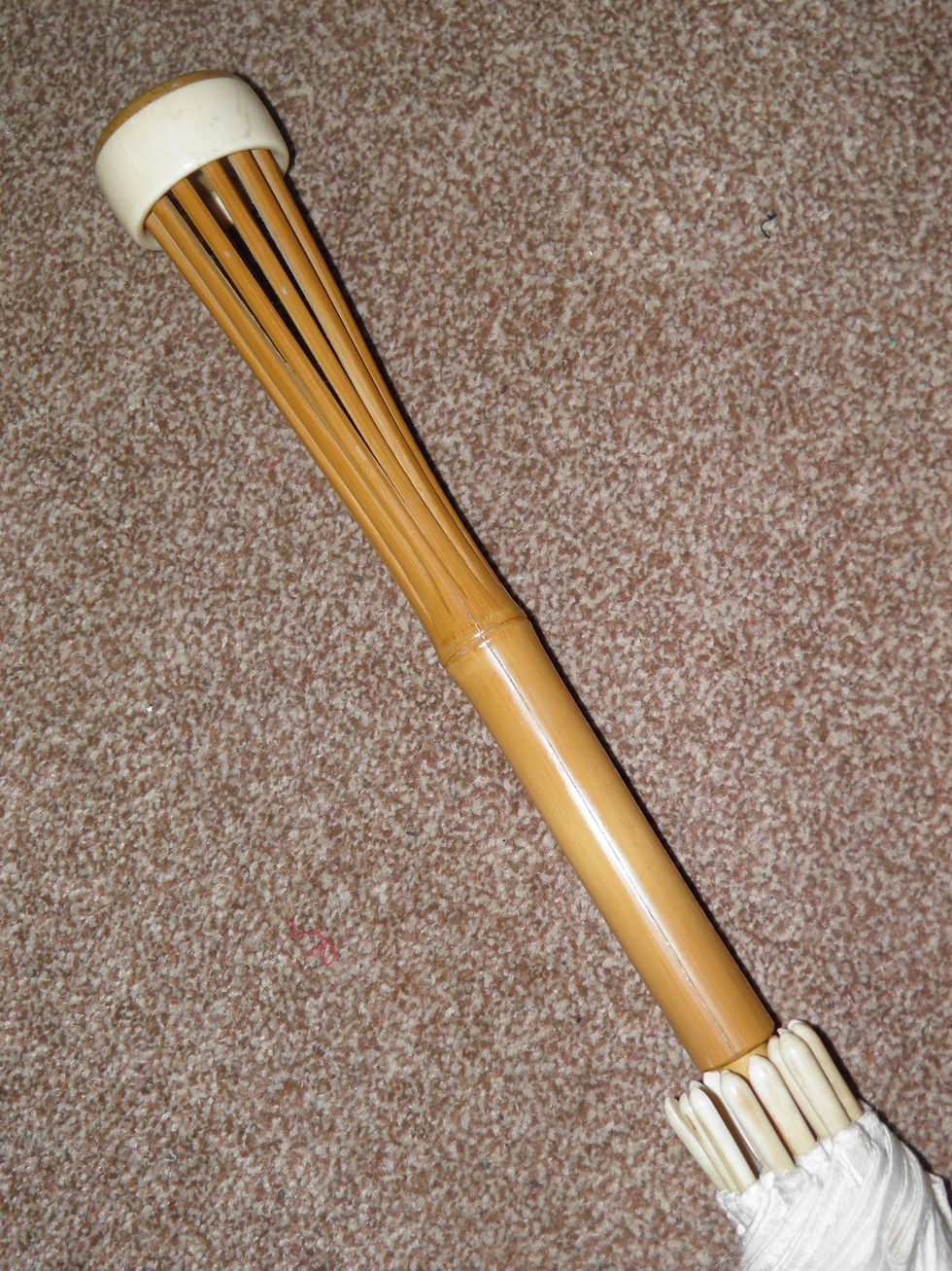 Thumbnail: Vintage/Antique Bamboo Matrimonial Parasol With White Raw Silk Canopy
