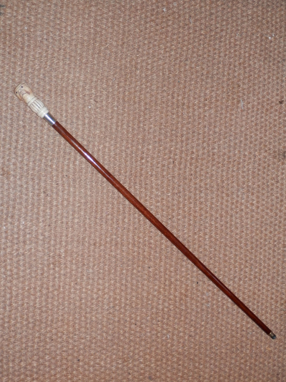 Antique Ivory Fictional Hand Carved Dog Head Hallmarked Silver London 1897