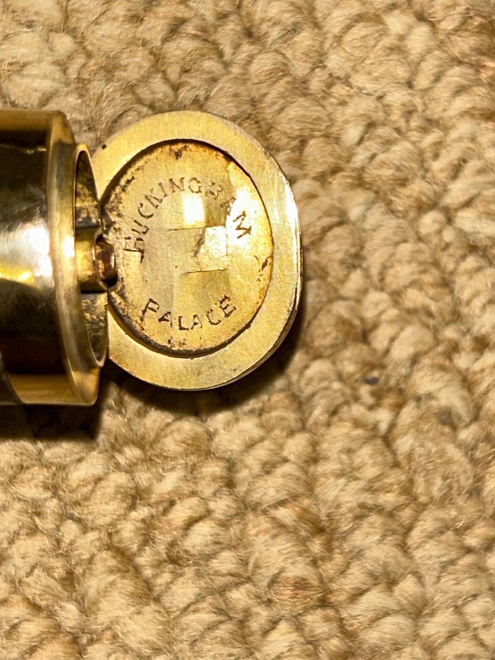 Thumbnail: Antique Buckingham Palace Gadget Walking Stick - Gold Furnishings Asprey London