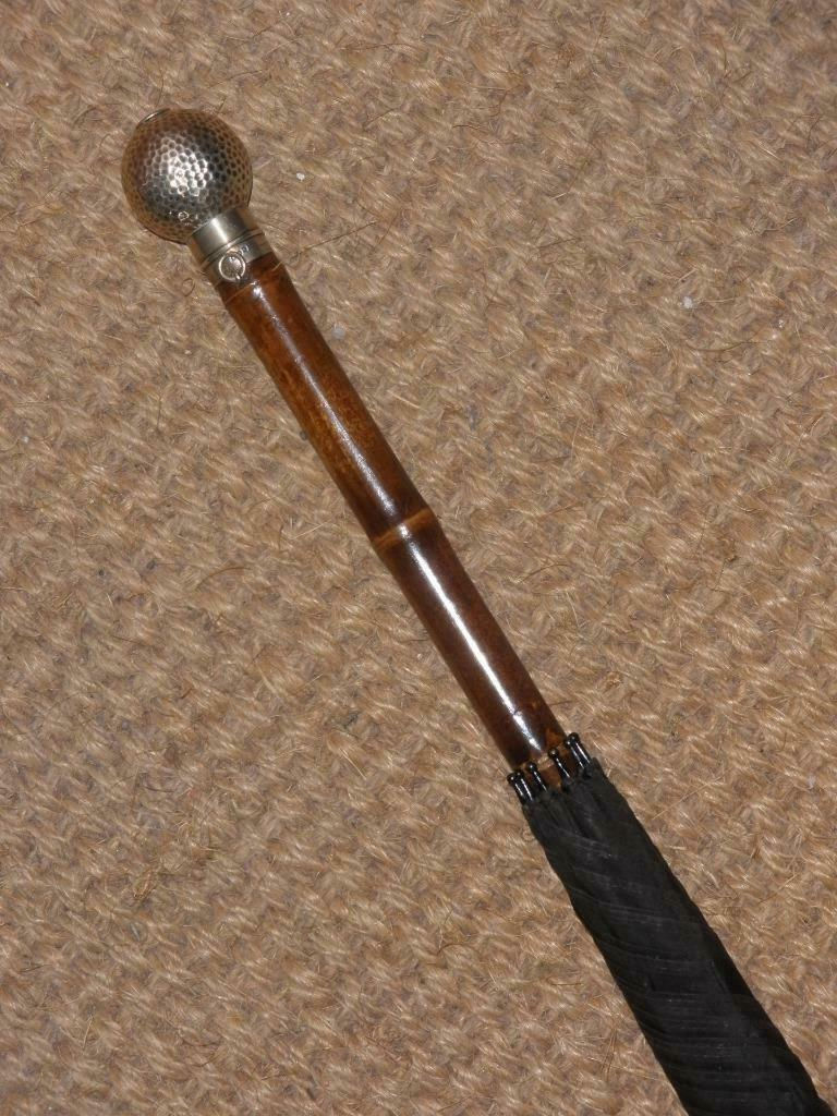 *ANTIQUE HALLMARKED BRIGG 'GOLFING' UMBRELLA-PENCIL INSERT PARAGON FOX-BAMBOO*