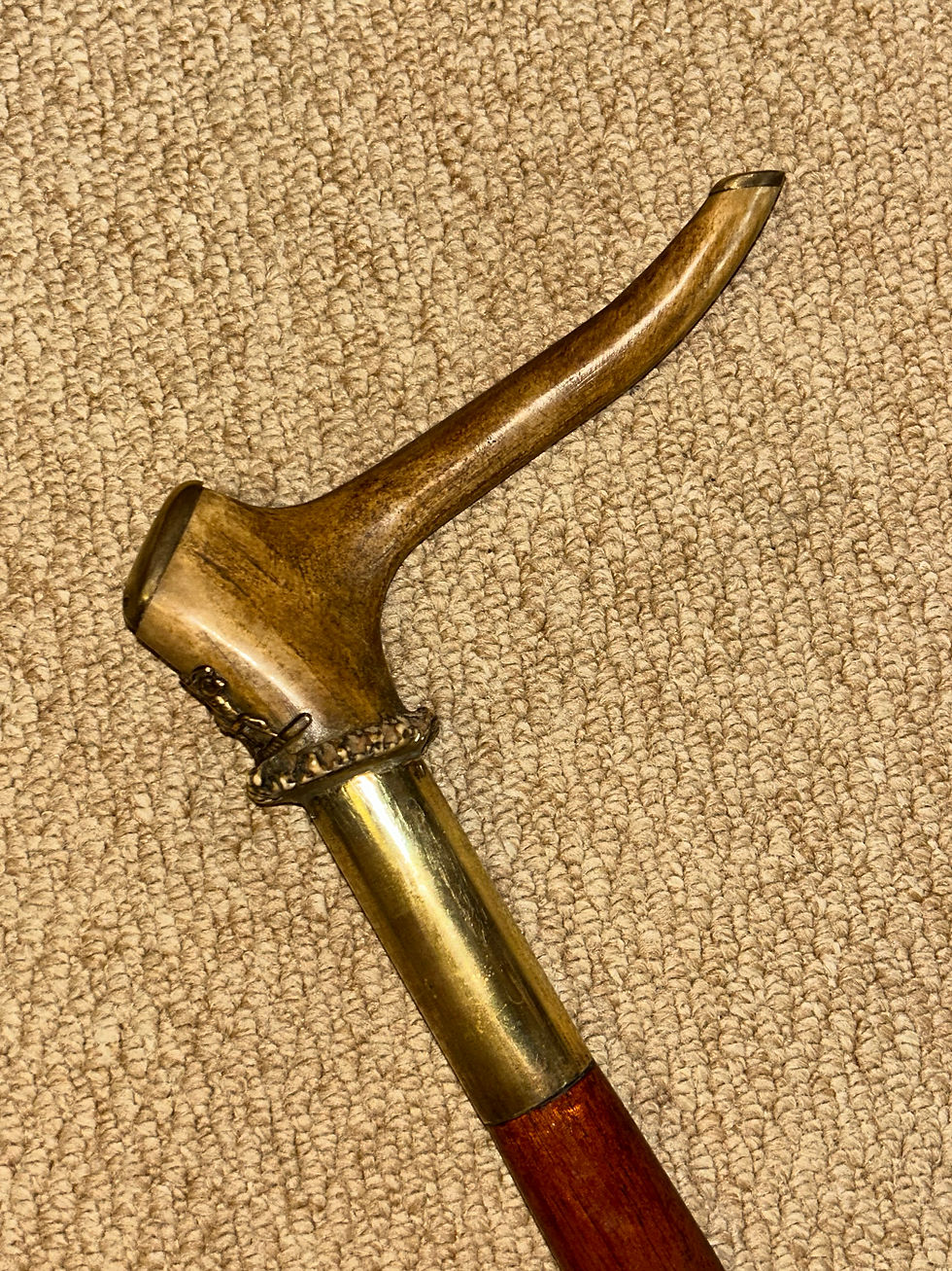 Thumbnail: Vintage Military Drill Walking Cane - Queen's Royal Regiment & Brass Furnishings