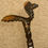 Thumbnail: Antique Walking Stick - Hand Carved Cobra Snake Handle & Patterned Shaft