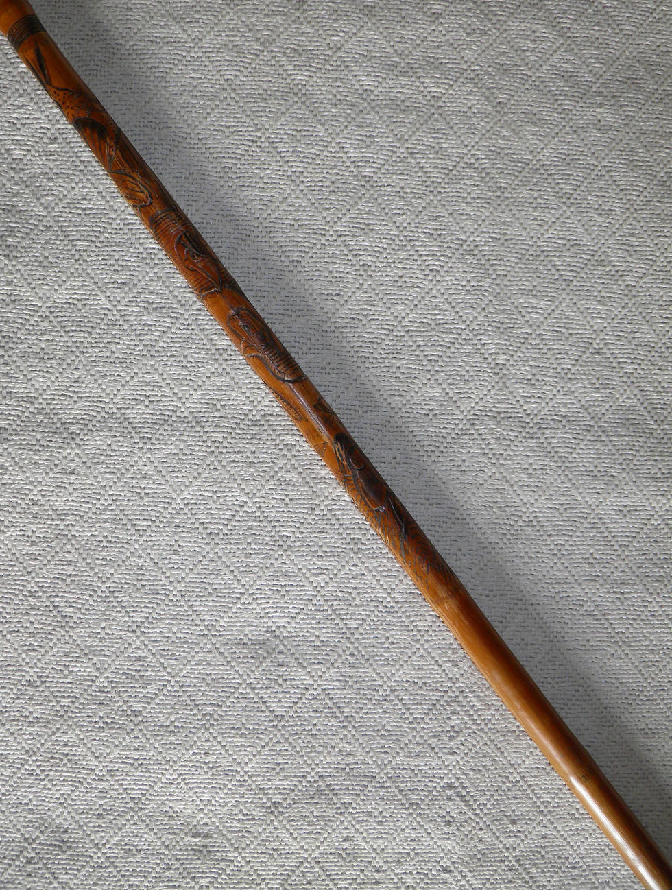 Thumbnail: Antique Gadget Concealed Oriental Chinese Bamboo Fishing Rod Walking Stick Cane