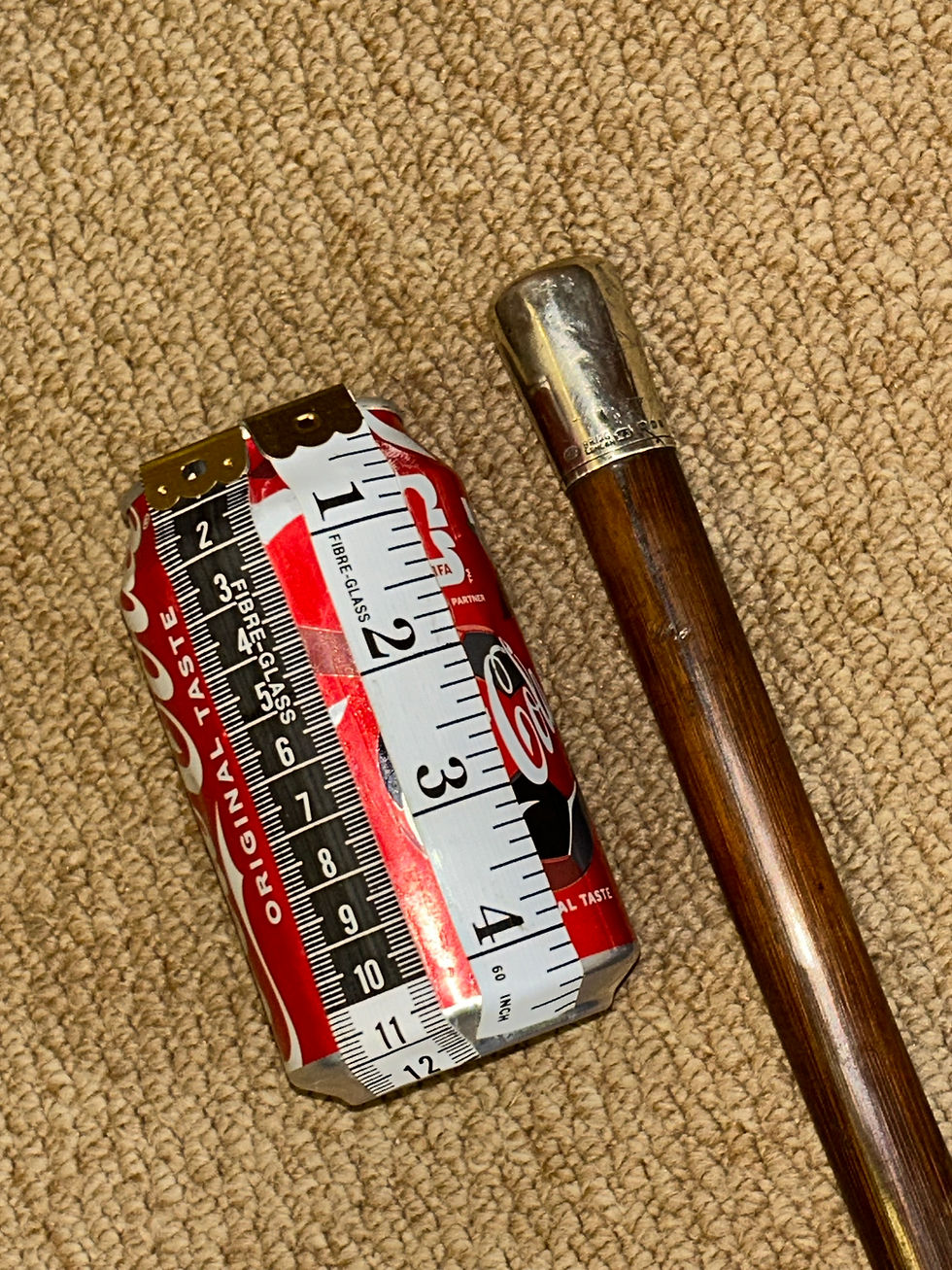 Thumbnail: Antique Palm Wood Walking Stick Cane Hallmarked 1919 Silver Top By Brigg London