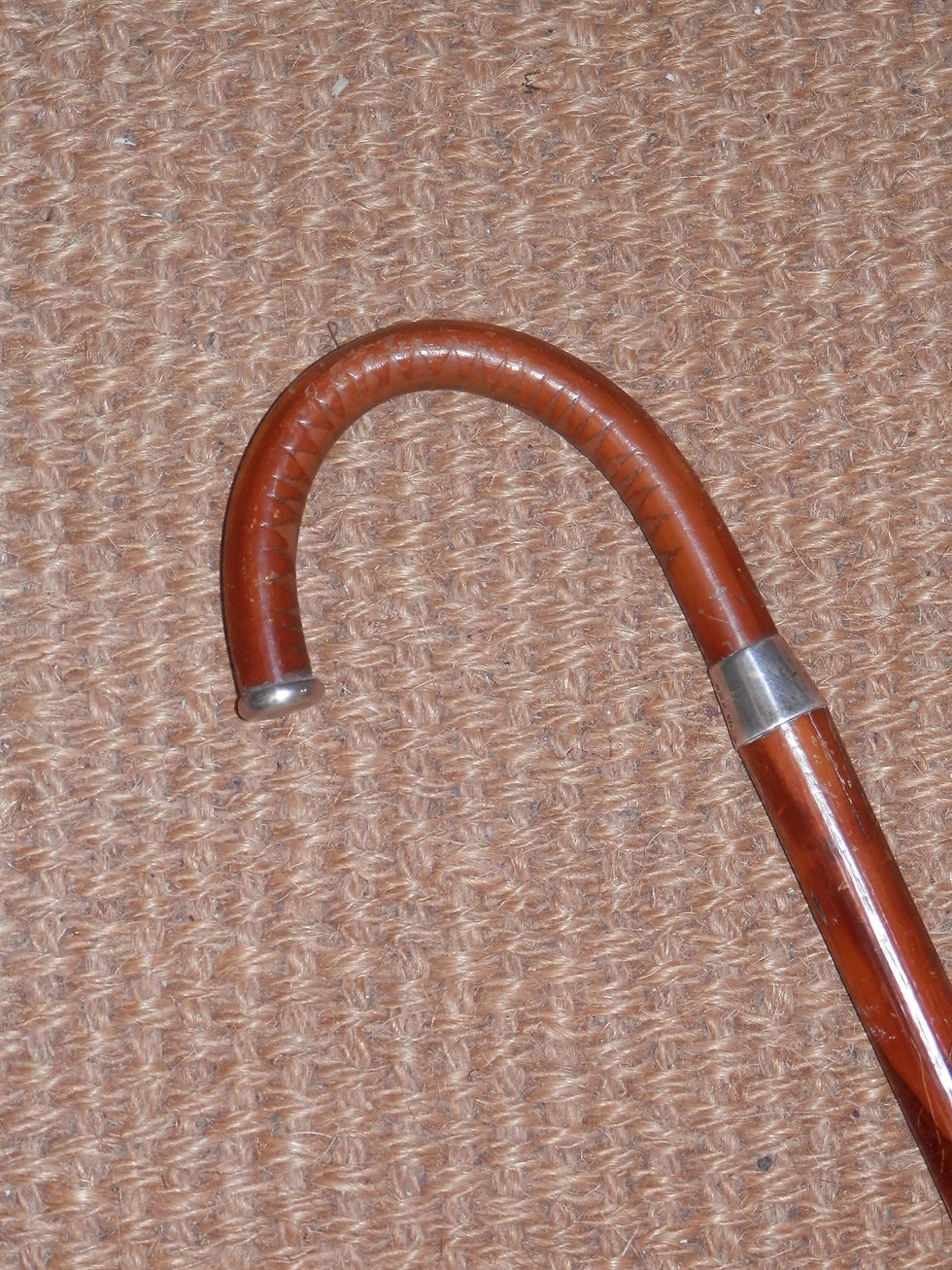 Thumbnail: Antique Hallmarked Silver Collar & End London 1911 J.C Crook Walking Stick 89cm