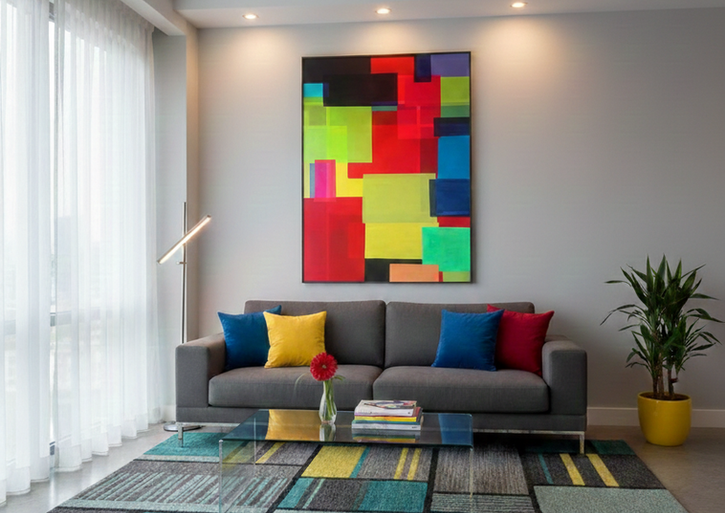 this abstract art by Rafique Shah, a south asian artist is up for sale