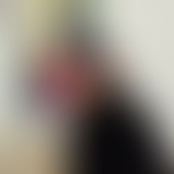 a visitor in a gallery looking at the artists works.