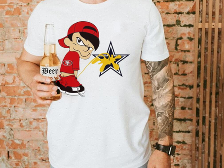 Boy fan San Francisco 49ers piss on Dallas Cowboys logo shirt