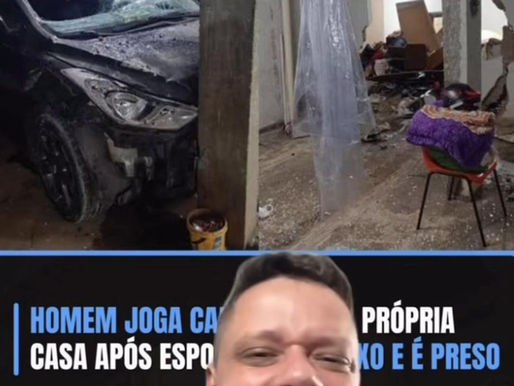 Homem joga o carro contra a própria casa após a esposa se negar ter relação sexual com ele