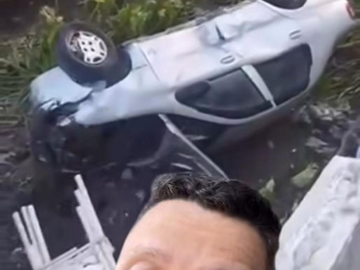 Carro é encontrado dentro do canal na Av Dom Pedro