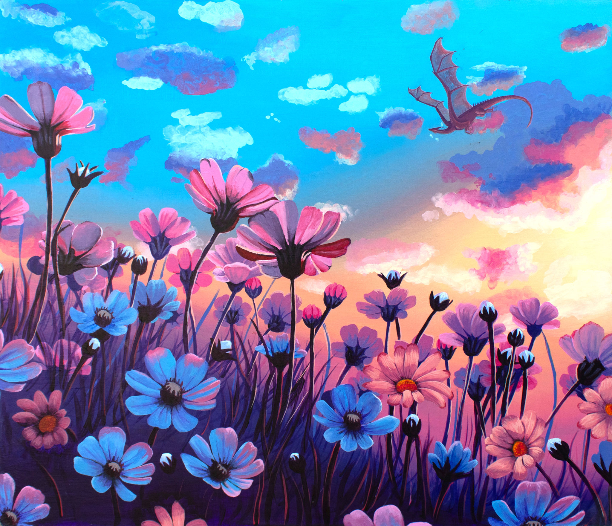 "Enchanted Skies and Petals"