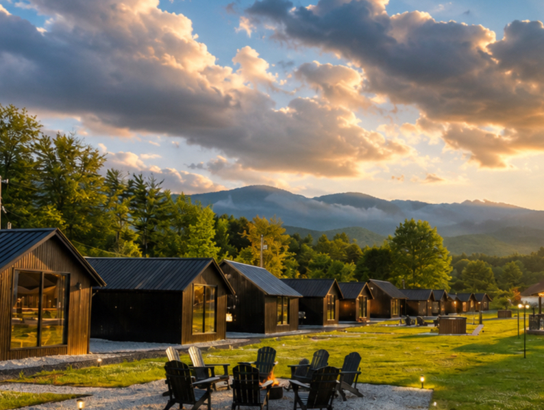View of Cabin and Fire Pit