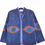 Thumbnail: blue velvet jacket with embroidered evil eyes on it - front view