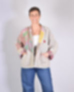 Person wearing boxy quilted jacket - front view