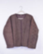 Deep rust brown rug kantha cardigan jacket - handmade in India