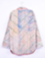 Thumbnail: long quilted jacket with red leaves embroidered on it
