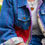 Thumbnail: Blue quilted denim style jacket