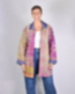 Thumbnail: Frankie Long Quilted Reversible Patchwork Kantha Jacket - 02