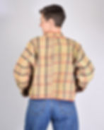 Thumbnail: Person wearing plaid cropped quilted jacket - back view
