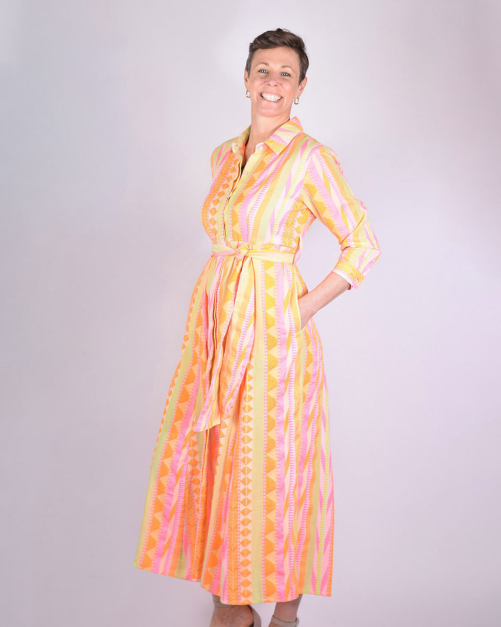 Thumbnail: Rowan Shirt Dress - Long Sleeve - Orange Crush