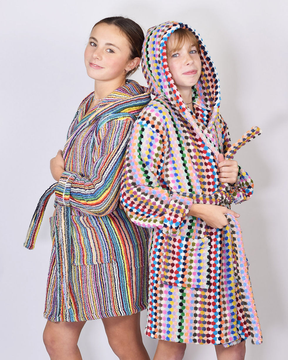 Two kids wearing Organic Turkish Cotton Plush Terry Cloth Robe