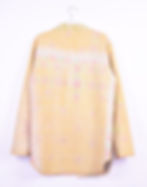 Thumbnail: Back side of long jacket made from light colored patchwork quilt - light colored patchwork