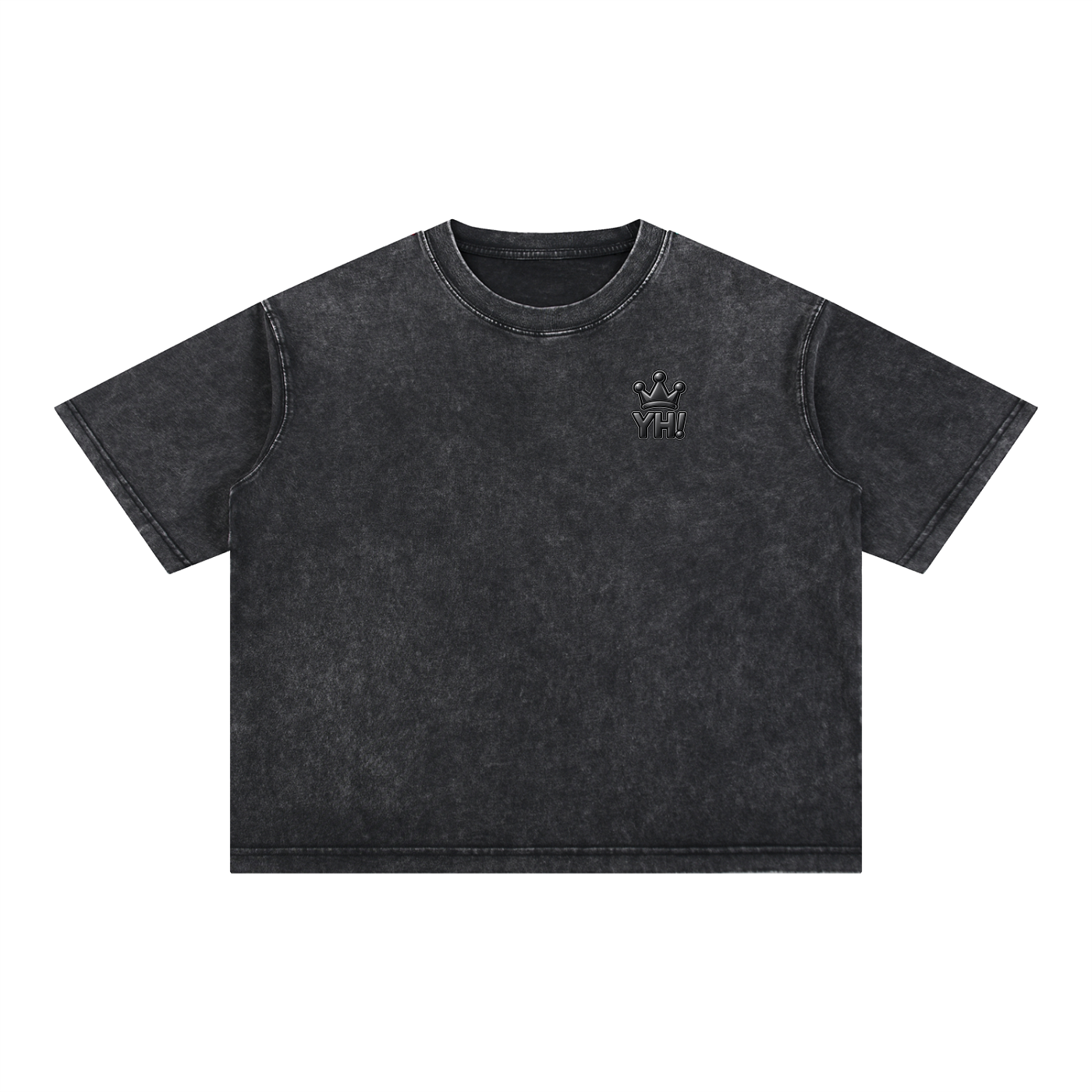 YH! Black Mineral Wash Boxy T-Shirt