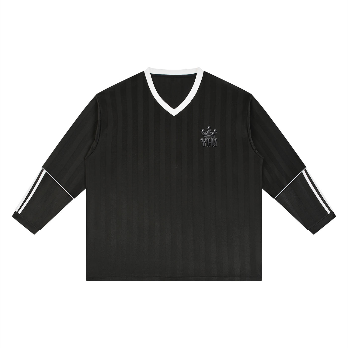 YH! Black Striped Soccer Jersey
