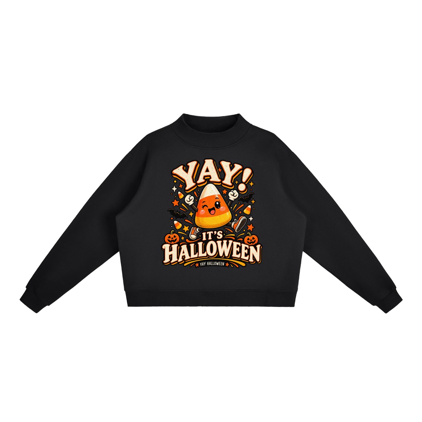 YAY! It's Halloween Fleece Mock-Neck Crew Sweatshirt
