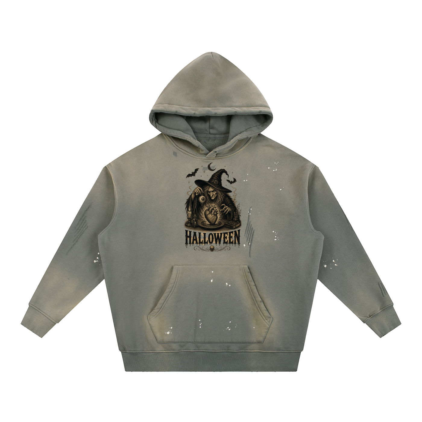 I Heart Halloween Vintage Washed Fleece Hoodie