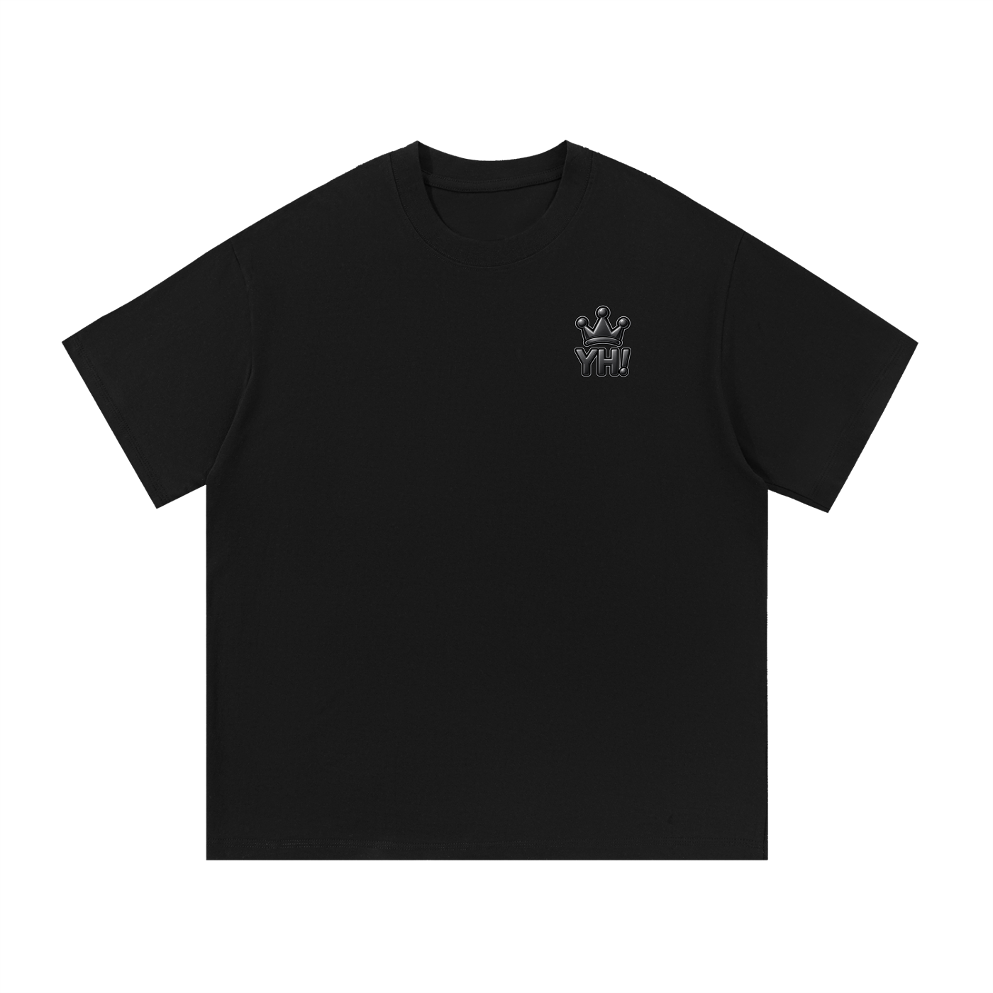 YH! Black Cotton T-Shirt