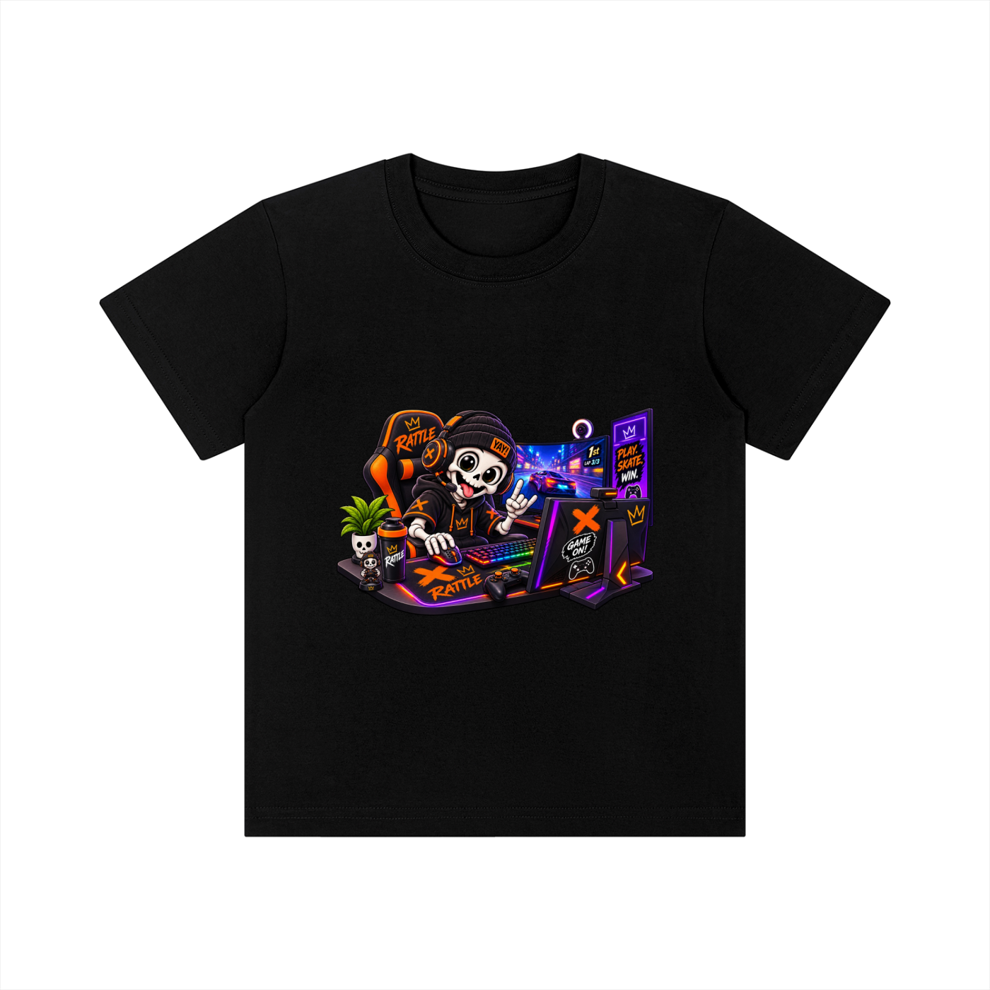 Gaming Rattle Kid's Crewneck Short Sleeve T-Shirt
