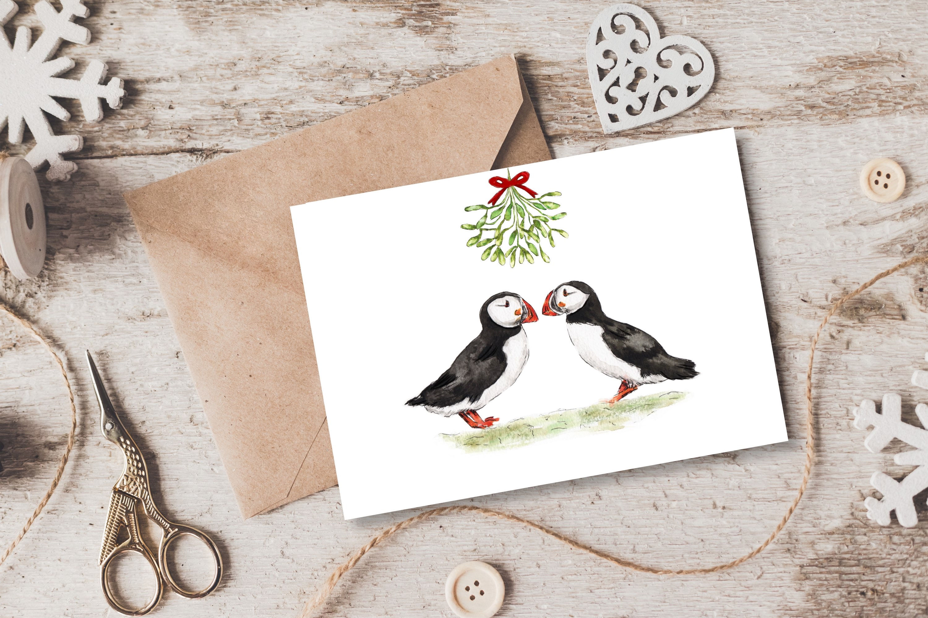 Under the mistletoe Christmas cards