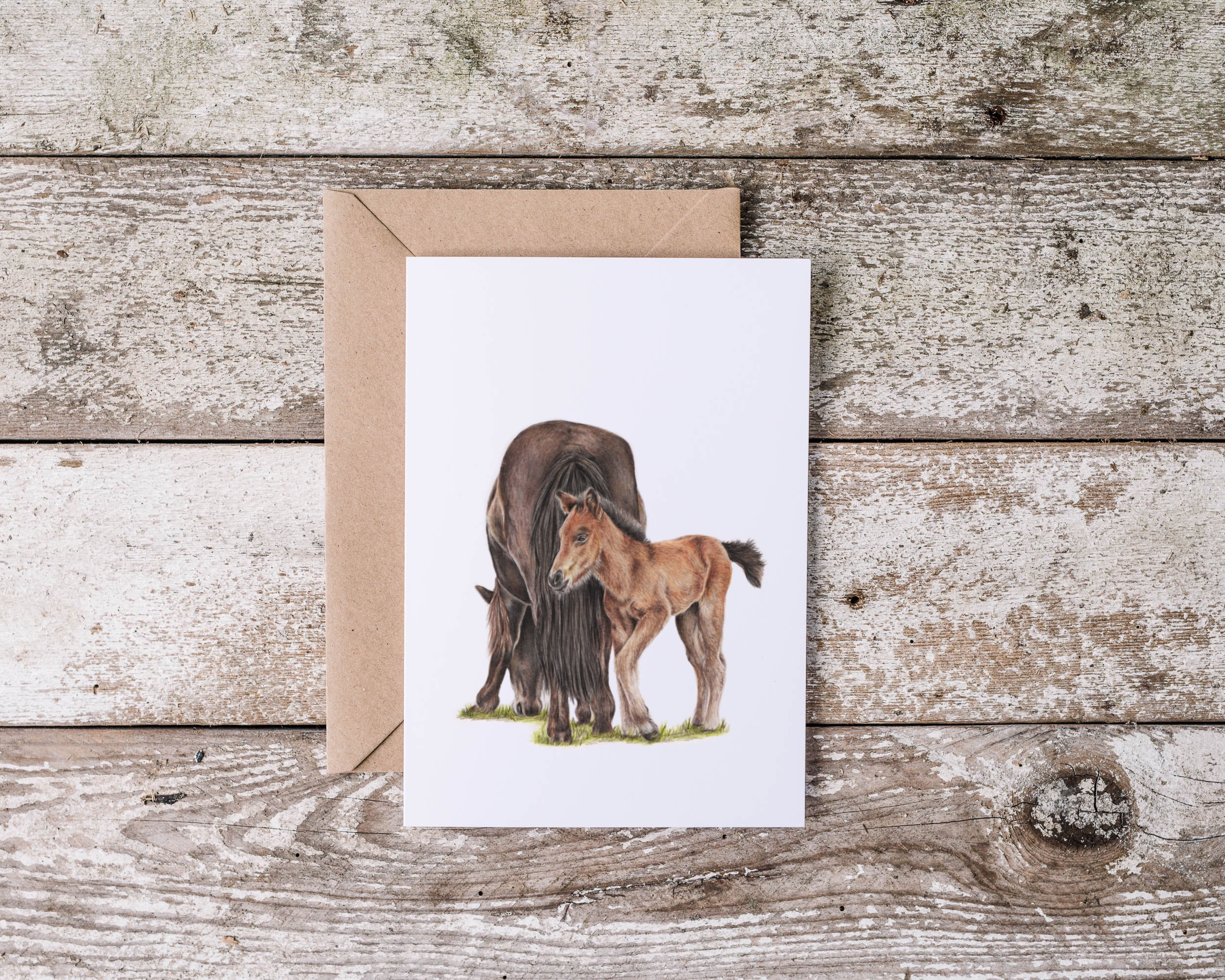Mare & foal greetings card