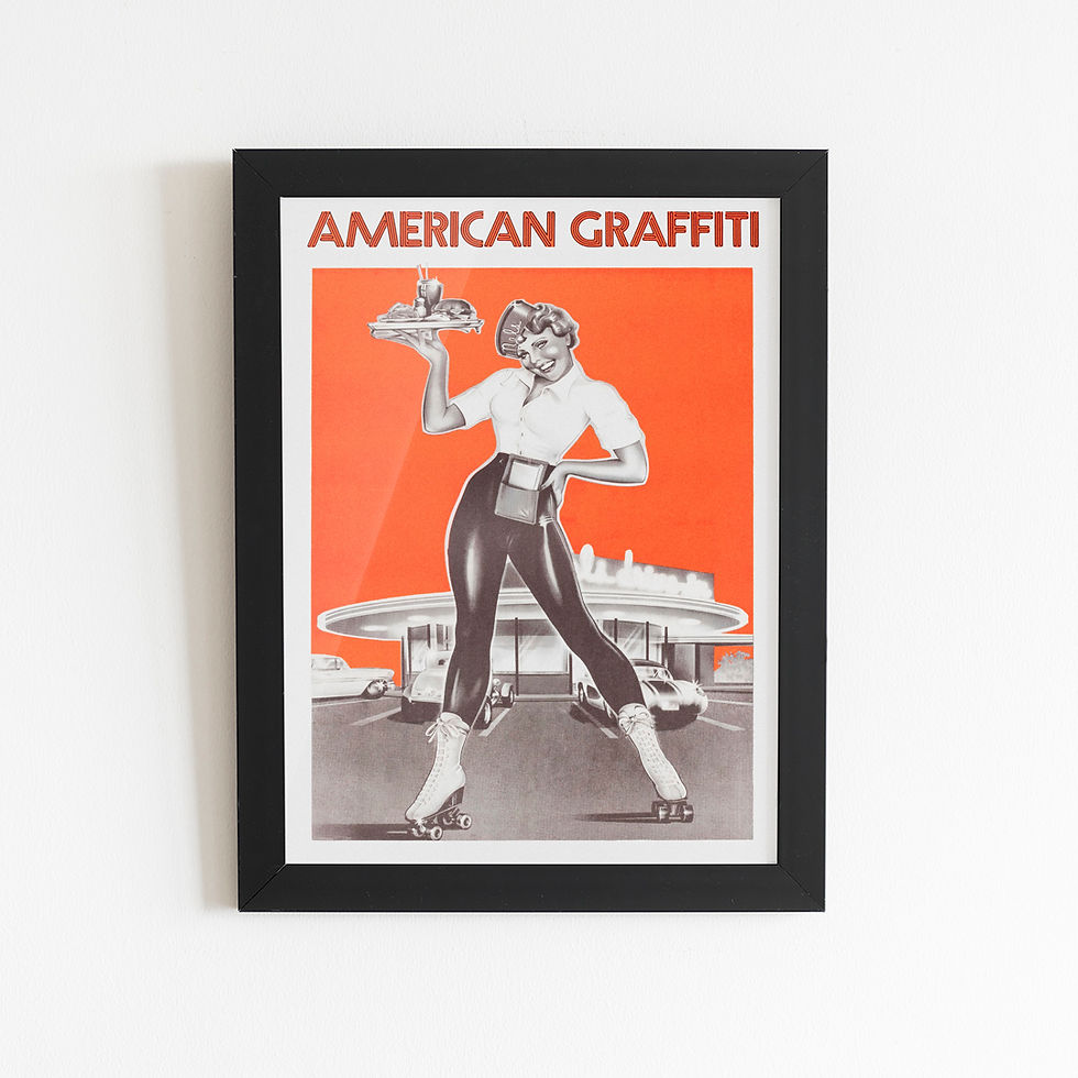Poster American Graffiti com garçonete de patins