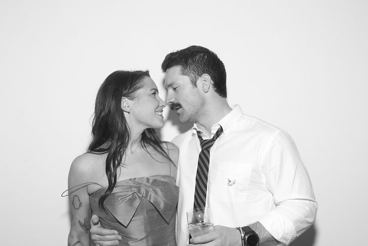 black and white glam photo booth, glam booth rental, luxury wedding photo booth, studio-style portraits, high-end photo booth experience